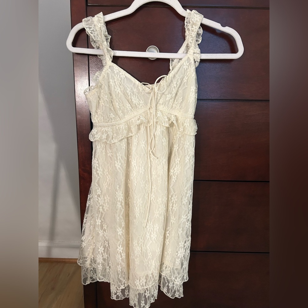 NWT American Eagle Lace Cream Dress with Ruffle Straps